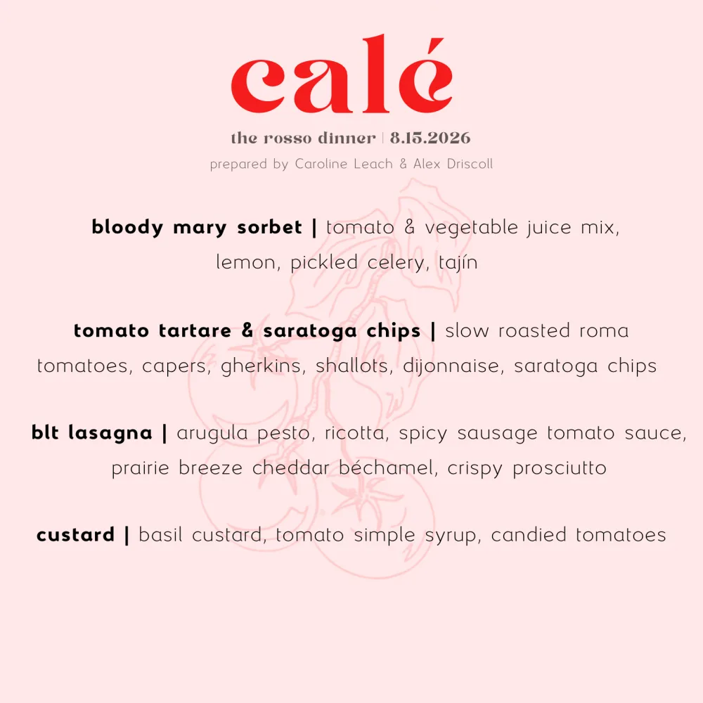 the rosso dinner menu card