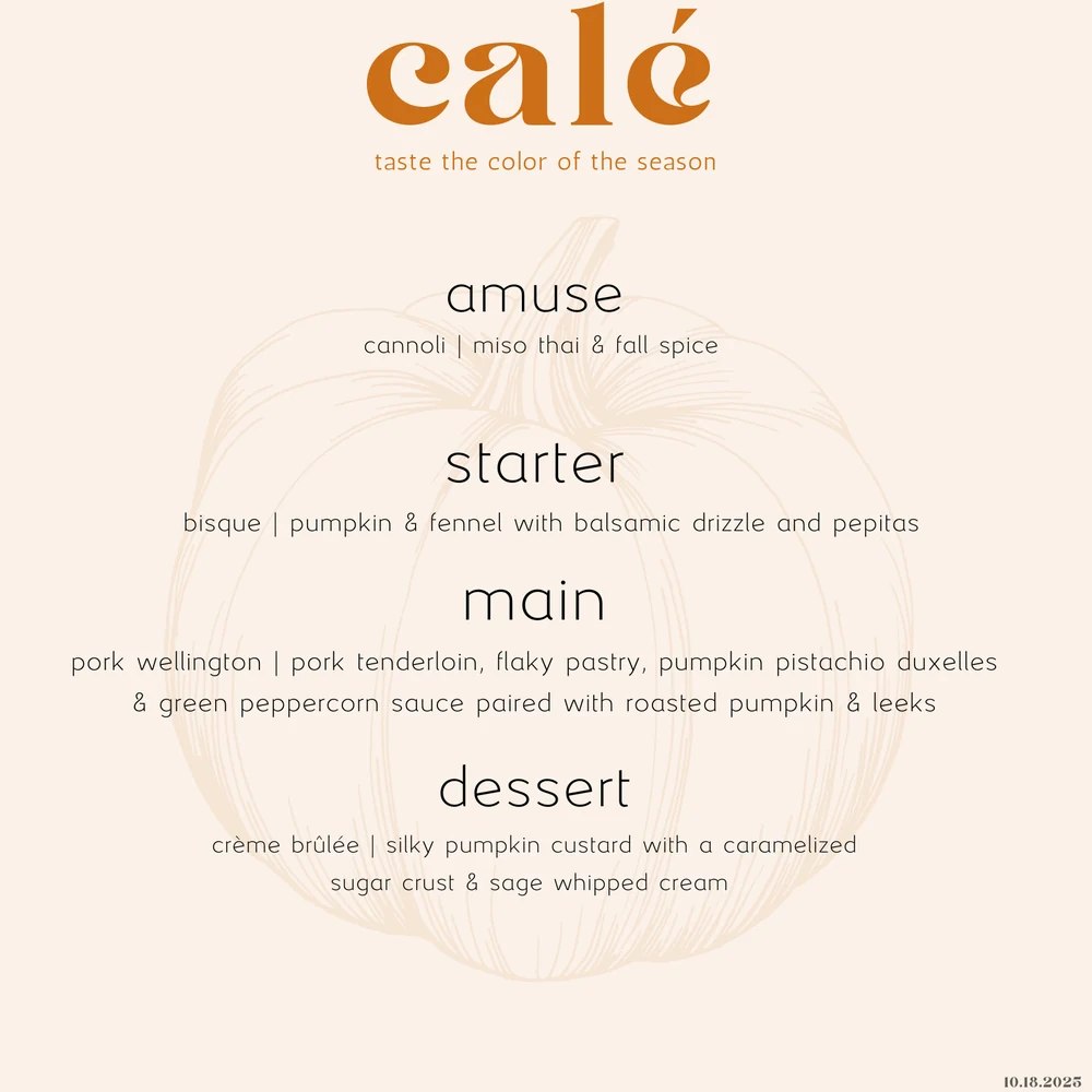 the pumpkin dinner menu card